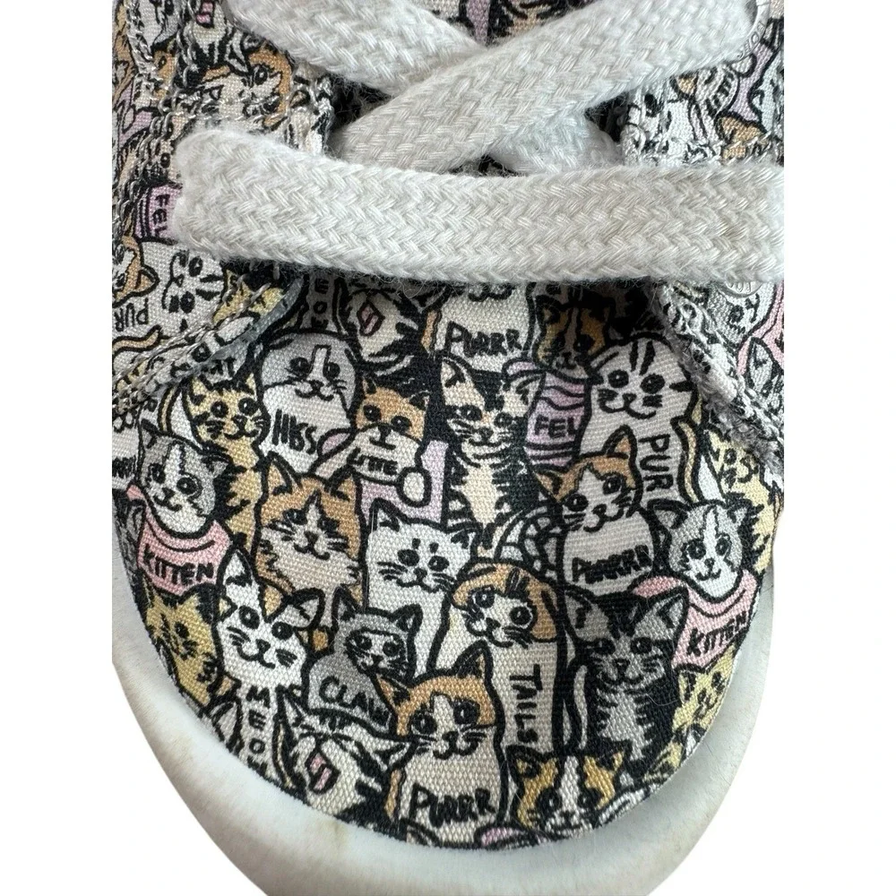 Skechers Bobs Beach Bingo Rover Cat Print Sneakers 113582 Gray Multi Womens 9